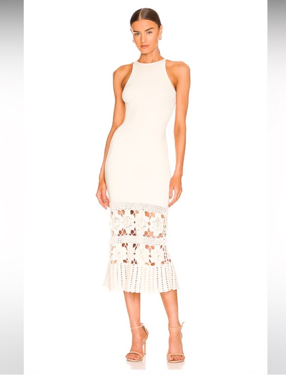 NWT Tularosa Finley Cream Crochet-Hem Midi Dress
